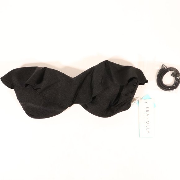 NWT Seafolly Top in Black With Frill - Picture 1 of 11
